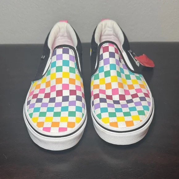 Vans Multicolored Girls Asher Checkerboard Slip On Sneaker Sneakers - Picture 2 of 7